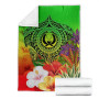 Pohnpei Premium Blanket - Manta Ray Tropical Flowers (Green) 6