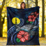 New Caledonia Polynesian Premium Blanket - Blue Turtle Hibiscus 5