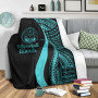 Marshall Islands Premium Blanket - Turquoise Polynesian Tentacle Tribal Pattern Crest 3