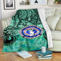 Northern Mariana Islands Premium Blanket - Vintage Floral Pattern Green Color 1