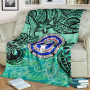 Northern Mariana Islands Premium Blanket - Vintage Floral Pattern Green Color 2