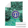 Northern Mariana Islands Premium Blanket - Vintage Floral Pattern Green Color 7