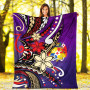 Tonga Premium Blanket - Tribal Flower With Special Turtles Purple Color 5