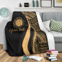 Northern Mariana Islands Custom Personalised Premium Blanket - Gold Polynesian Tentacle Tribal Pattern 4