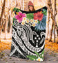 Kosrae Polynesian Premium Blanket - Summer Plumeria (Black) 4