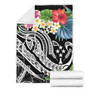 Kosrae Polynesian Premium Blanket - Summer Plumeria (Black) 7