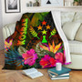 Kosrae Polynesian Premium Blanket-  Hibiscus and Banana Leaves 1