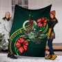 Vanuatu Polynesian Premium Blanket - Green Turtle Hibiscus 6