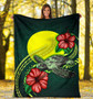 Palau Polynesian Premium Blanket - Green Turtle Hibiscus 5