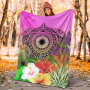 Marshall Islands Polynesian Premium Blanket - Manta Ray Tropical Flowers 4