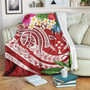 Kosrae Polynesian Premium Blanket - Summer Plumeria (Red) 1