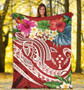 Kosrae Polynesian Premium Blanket - Summer Plumeria (Red) 5