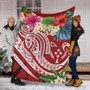 Kosrae Polynesian Premium Blanket - Summer Plumeria (Red) 6