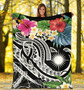 Marshall Islands Polynesian Premium Blanket - Summer Plumeria (Black) 5