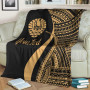 Tahiti Custom Personalised Premium Blanket - Gold Polynesian Tentacle Tribal Pattern 3