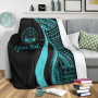 Marshall Islands Custom Personalised Premium Blanket - Turquoise Polynesian Tentacle Tribal Pattern Crest 4