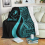 Yap Custom Personalised Premium Blanket - Turquoise Polynesian Tentacle Tribal Pattern 2