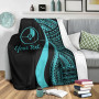 Yap Custom Personalised Premium Blanket - Turquoise Polynesian Tentacle Tribal Pattern 4