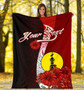 New Caledonia Polynesian Custom Personalised Premium Blanket - Coat Of Arm With Hibiscus 6