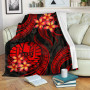 Tahiti Polynesian Premium Blanket - Red Plumeria 1