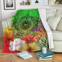 Tahiti Premium Blanket - Manta Ray Tropical Flowers (Green) 2