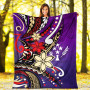 Kosrae State Premium Blanket - Tribal Flower With Special Turtles Purple Color 5