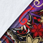 Kosrae State Premium Blanket - Tribal Flower With Special Turtles Purple Color 8