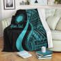 Northern Mariana Islands Custom Personalised Premium Blanket - Turquoise Polynesian Tentacle Tribal Pattern 2