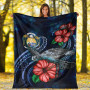 Nauru Polynesian Premium Blanket - Blue Turtle Hibiscus 5