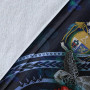 Nauru Polynesian Premium Blanket - Blue Turtle Hibiscus 8