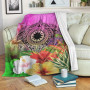 Nauru Polynesian Premium Blanket - Manta Ray Tropical Flowers 2