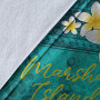 Marshall Islands Polynesian Blanket - Plumeria With Blue Ocean 2