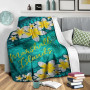 Marshall Islands Polynesian Blanket - Plumeria With Blue Ocean 4