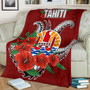 Tahiti Polynesian Premium Blanket - Hibiscus Coat of Arm Red 2