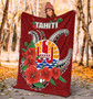 Tahiti Polynesian Premium Blanket - Hibiscus Coat of Arm Red 4