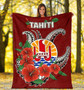 Tahiti Polynesian Premium Blanket - Hibiscus Coat of Arm Red 5