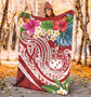 Polynesian Samoa Premium Blanket - Summer Plumeria (Red) 4