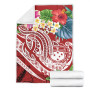 Polynesian Samoa Premium Blanket - Summer Plumeria (Red) 7