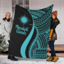 Marshall Islands Premium Blanket - Turquoise Polynesian Tentacle Tribal Pattern 1