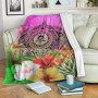Tuvalu Premium Blanket - Manta Ray Tropical Flowers 2