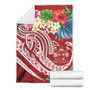 Fiji Polynesian Premium Blanket - Summer Plumeria (Red) 7