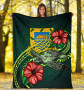 Tuvalu Polynesian Premium Blanket - Green Turtle Hibiscus 5