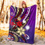 Marshall Islands Premium Blanket - Tribal Flower With Special Turtles Purple Color 4