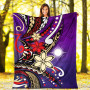 Marshall Islands Premium Blanket - Tribal Flower With Special Turtles Purple Color 5