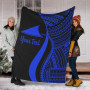 Tokelau Custom Personalised Premium Blanket - Blue Polynesian Tentacle Tribal Pattern 1