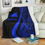 Tokelau Custom Personalised Premium Blanket - Blue Polynesian Tentacle Tribal Pattern 2