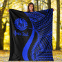 Tahiti Custom Personalised Premium Blanket - Blue Polynesian Tentacle Tribal Pattern 6