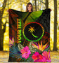 Chuuk Polynesian Personalised Premium Blanket -  Hibiscus and Banana Leaves 5