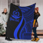 Vanuatu Custom Personalised Premium Blanket - Blue Polynesian Tentacle Tribal Pattern 1