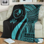 Yap Premium Blanket - Turquoise Polynesian Tentacle Tribal Pattern 3